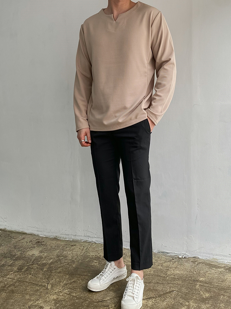 남자 트임브이넥 포인트 긴팔티셔츠 이미지 3