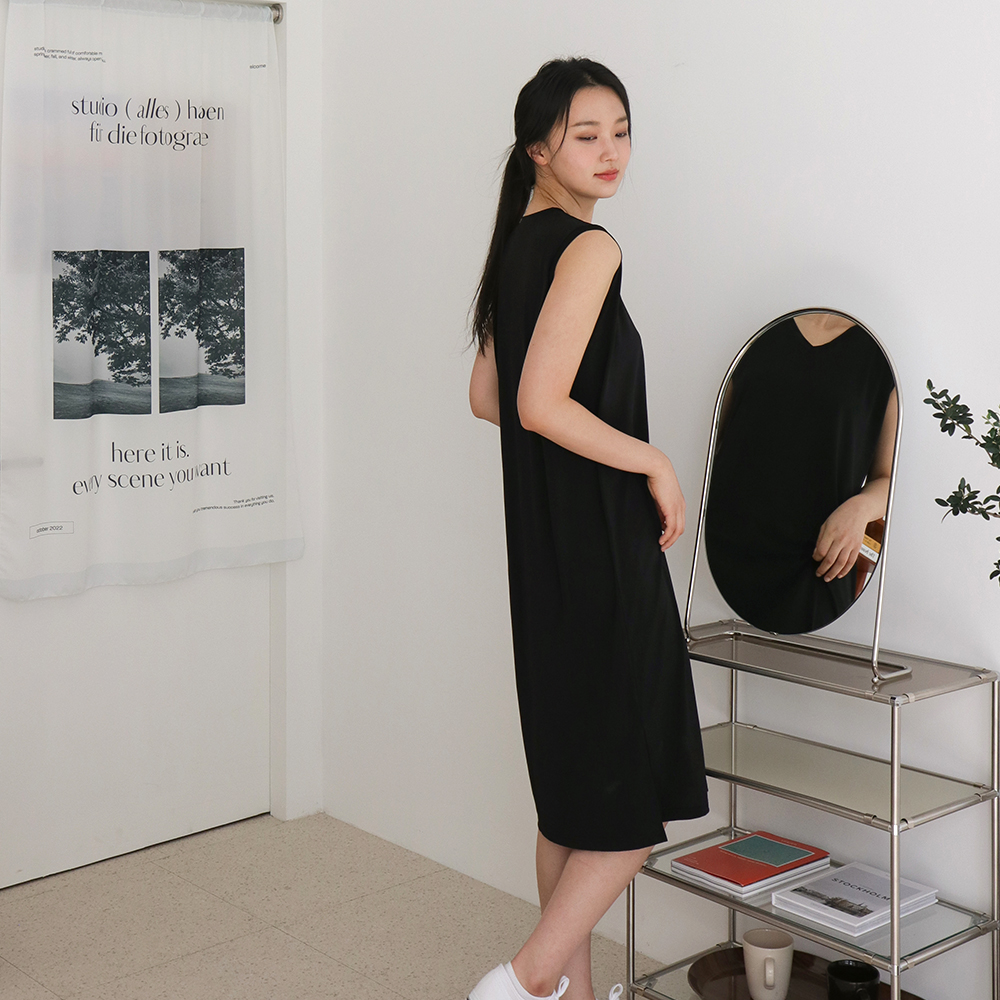 1+1 이그잼플 여름 냉감 블랙 롱원피스 레이어드 냉장고 - 상세 이미지 2