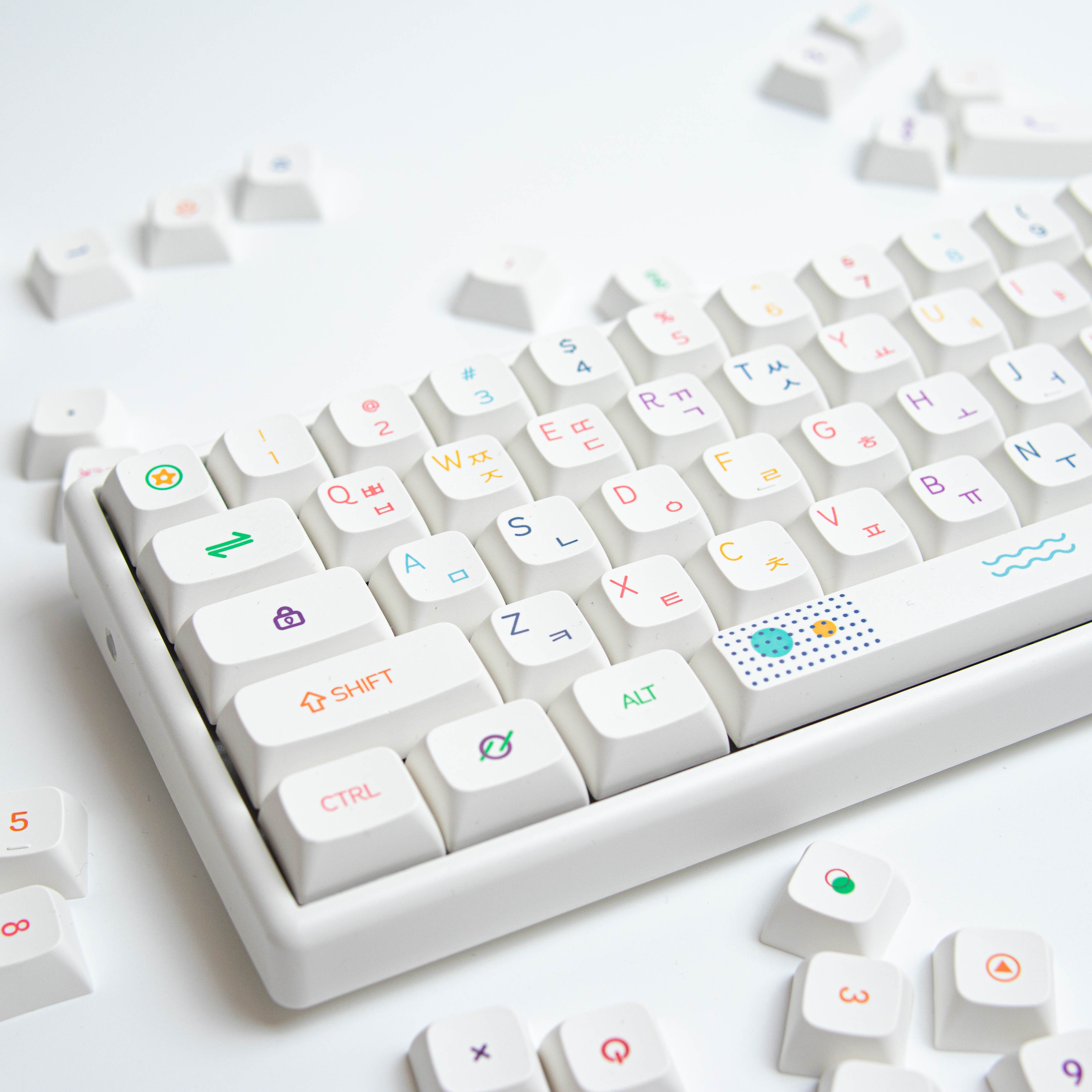 포인트 컬러 화이트 한글 XDA PBT 키캡 기계식 키보드 독거미 - 상세 이미지 4