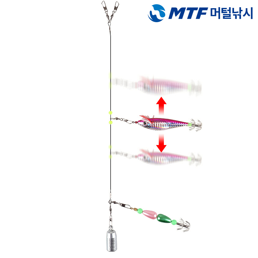 MTF 유동 쭈꾸미 갑오징어 블랙 야광구슬 채비 3개입 더블 핀도래 - 상세 이미지 3