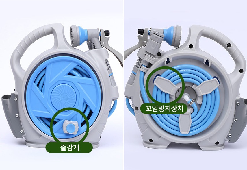휴대용 물분사 릴호스 세차 베란다 청소 화장실 물호스 6분사모드 15m 여바라 - 상세 이미지 2