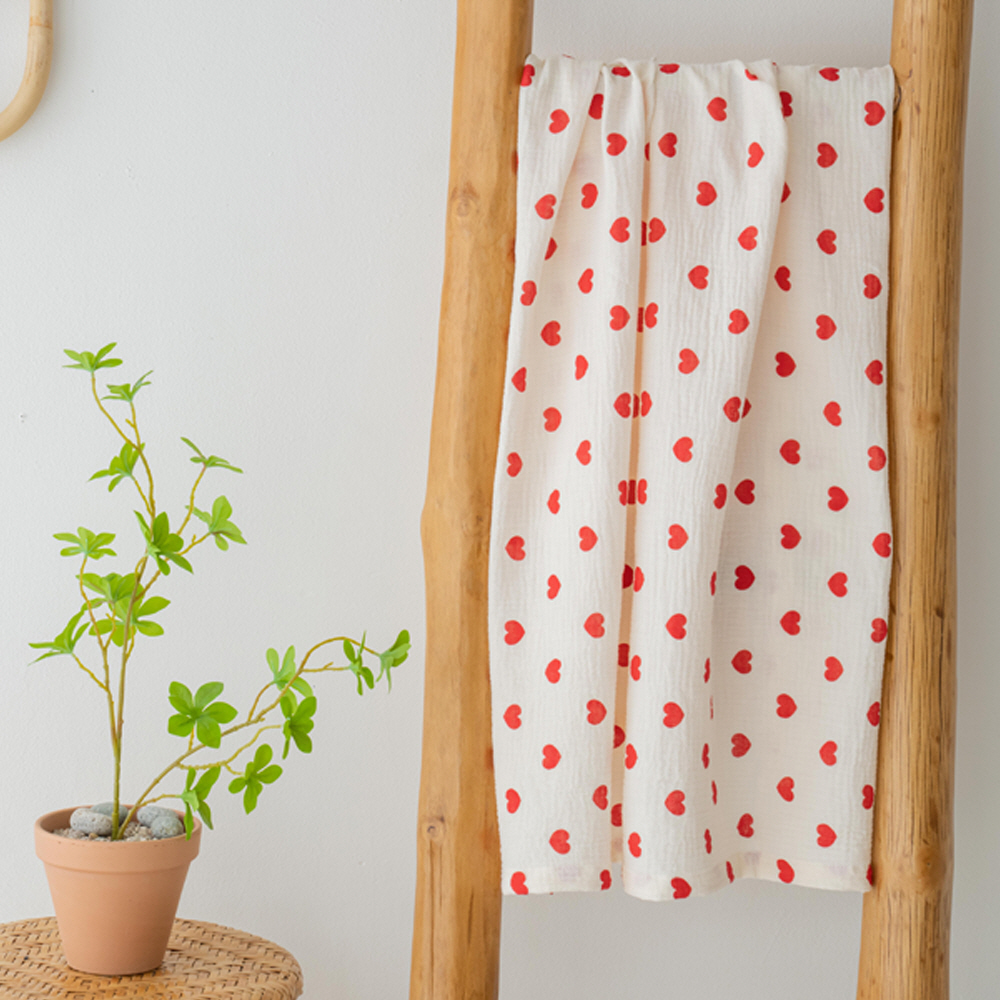 메리투투 아기 유아 러블리하트 레드 거즈 블랭킷 이불 2종