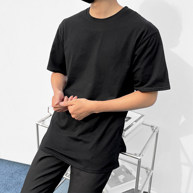 1+1 남자 오버핏 향균 레이어드 반팔티 화이트 블랙 그레이 - 상세 이미지 2