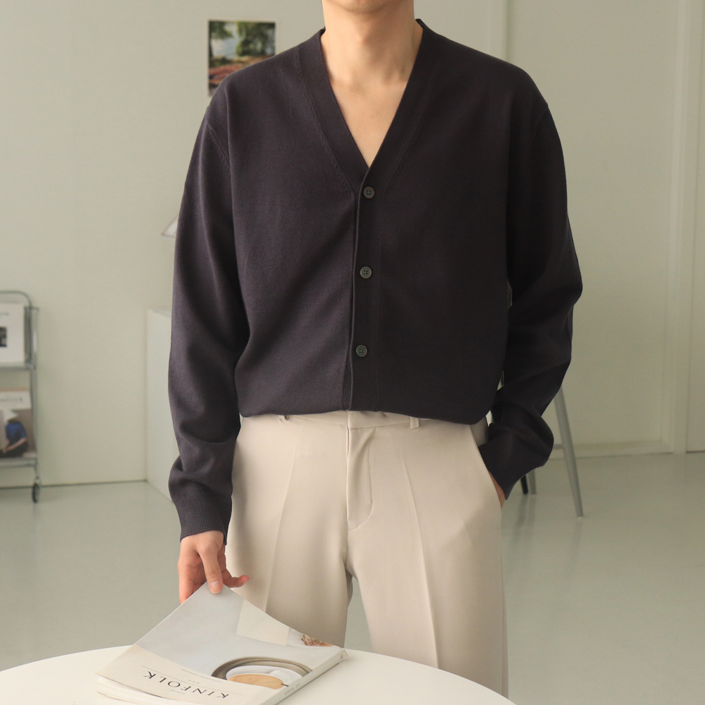 남자가디건 오버핏 브이넥 빅사이즈 남자니트가디건 이미지 2