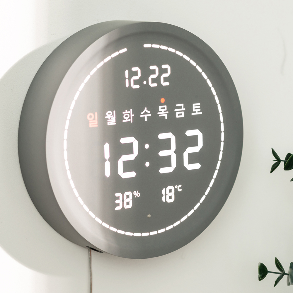 플라이토 와이파이 Wi-Fi 원형 LED 탁상시계 필링 18cm - 상세 이미지 3