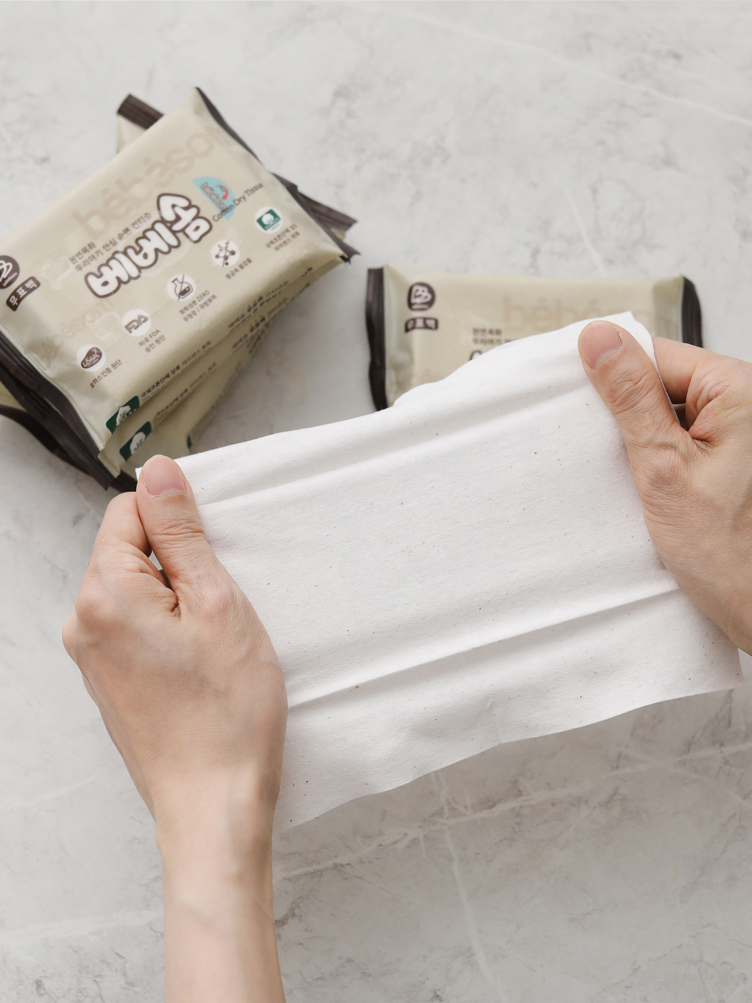 베베솜 건티슈 무표백 순면 신생아건티슈 아기물티슈 10매 15개