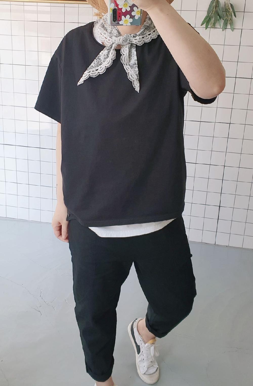 기본 데일리 브이넥 워싱면 반소매 티셔츠 이미지 3