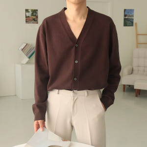 남자가디건 오버핏 위셔블 브이넥 남자니트가디건 착용 후기 | 사이즈/핏 총정리 - 상품 이미지 1