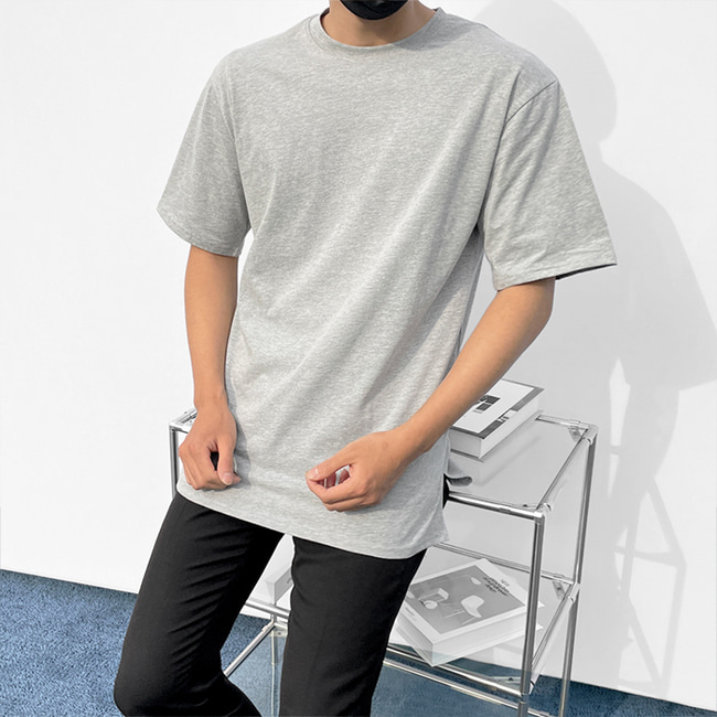 1+1 남자 오버핏 향균 레이어드 반팔티 화이트 블랙 그레이 - 상세 이미지 3