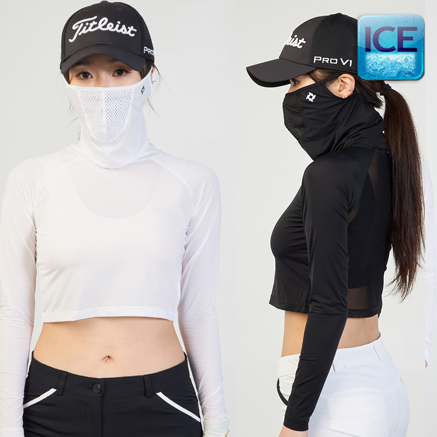 투빅토리 크롭마스크 아이스원단 등망사 골프이너 여성골프웨어 - 메인 이미지