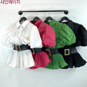 여자여자몰 착용자체패셔니스타 스모크밴딩 벨트세트 특이셔츠블라우스 3D입체... 착용 후기 | 사이즈/핏 총정리 - 상품 이미지 2