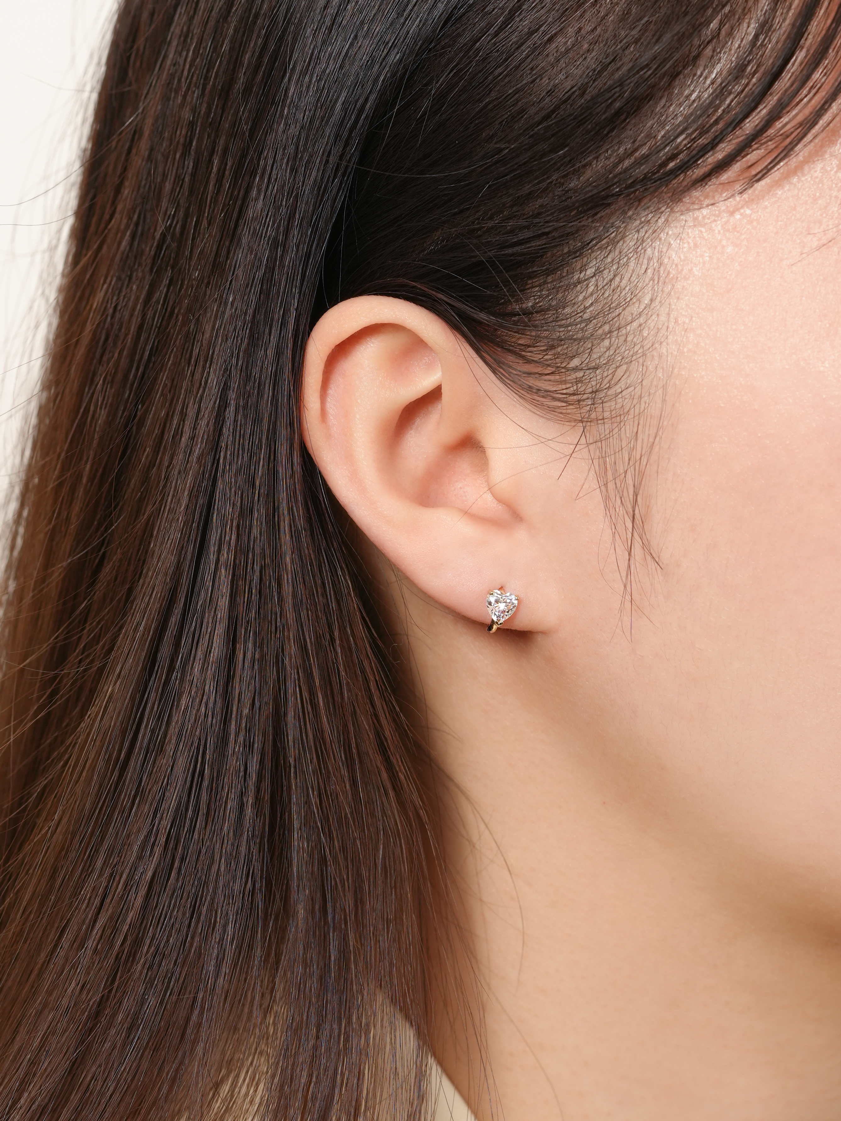 14K 18K 모이사나이트 다이아 글로리 하트 원터치 링 귀걸이 5부 - 상세 이미지 4