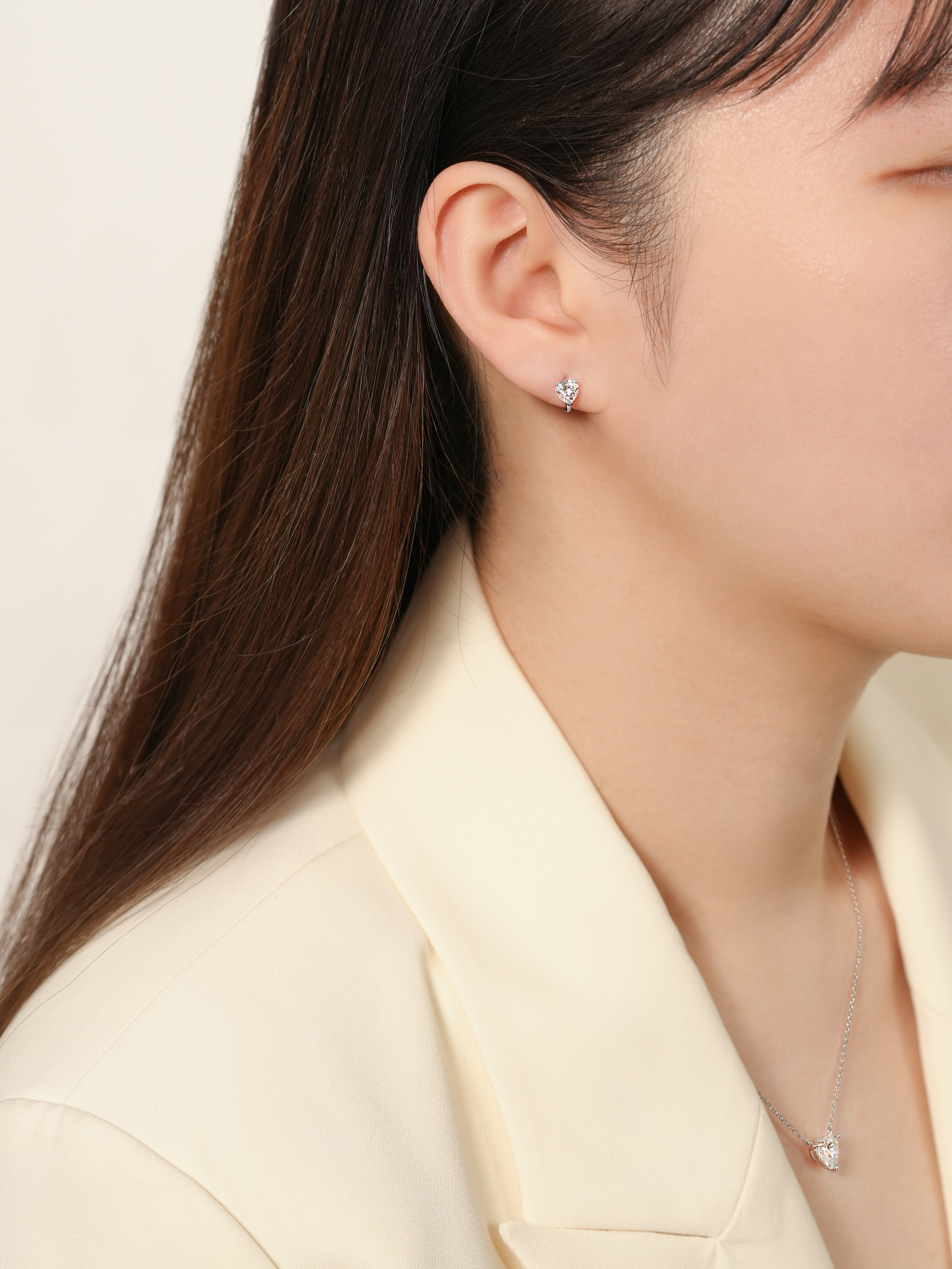 14K 18K 모이사나이트 다이아 글로리 하트 원터치 링 귀걸이 5부 - 상세 이미지 3