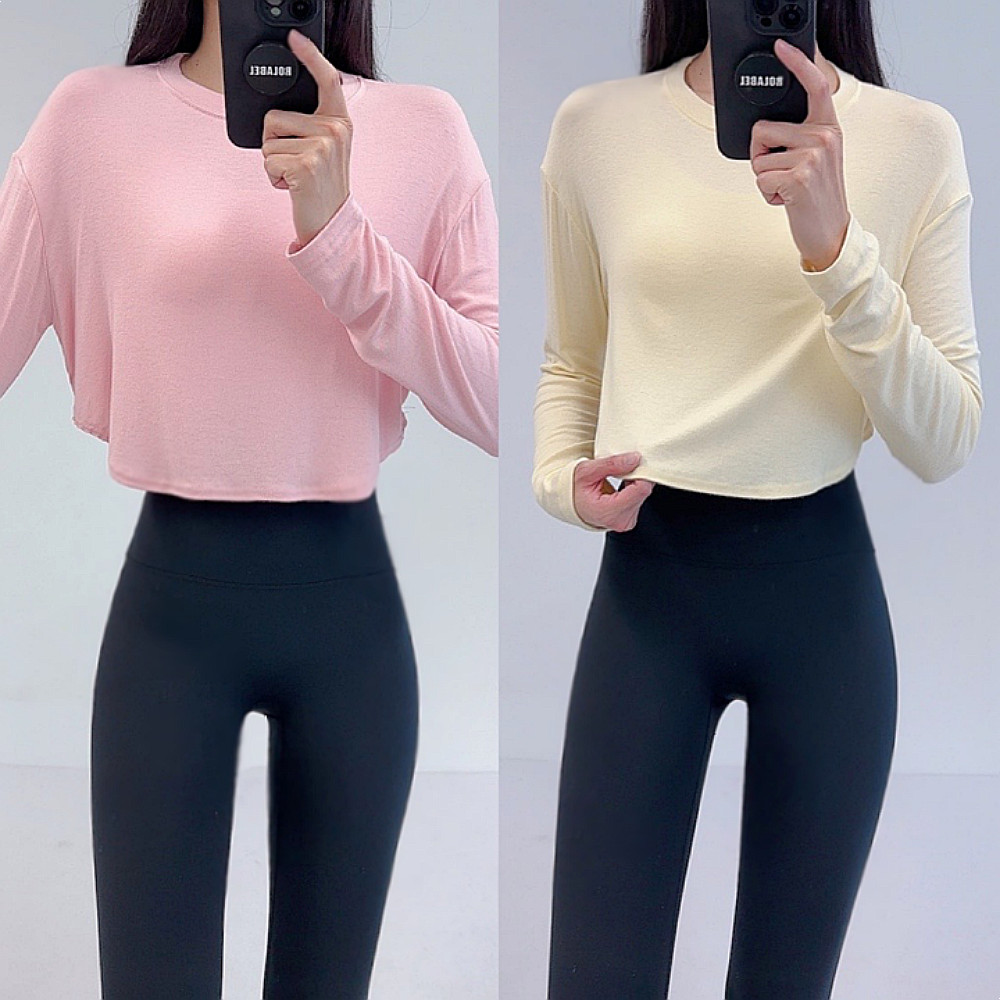 로라벨 레우 필라테스복 여성 요가복 필라테스 요가 상의 옷 커버업 운동복 탑 긴팔 크롭 - 상품 이미지
