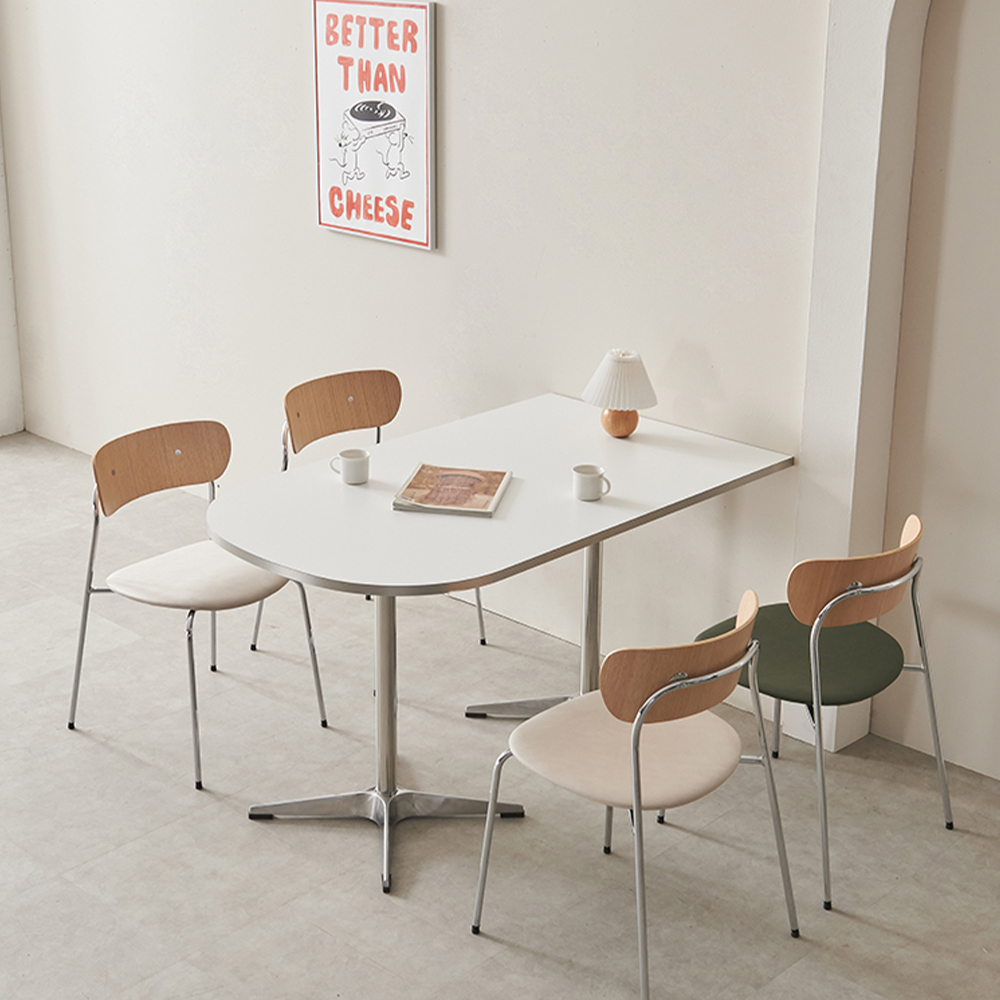 더플랜 반타원 식탁 반원 카페 테이블 주방 1200 화이트