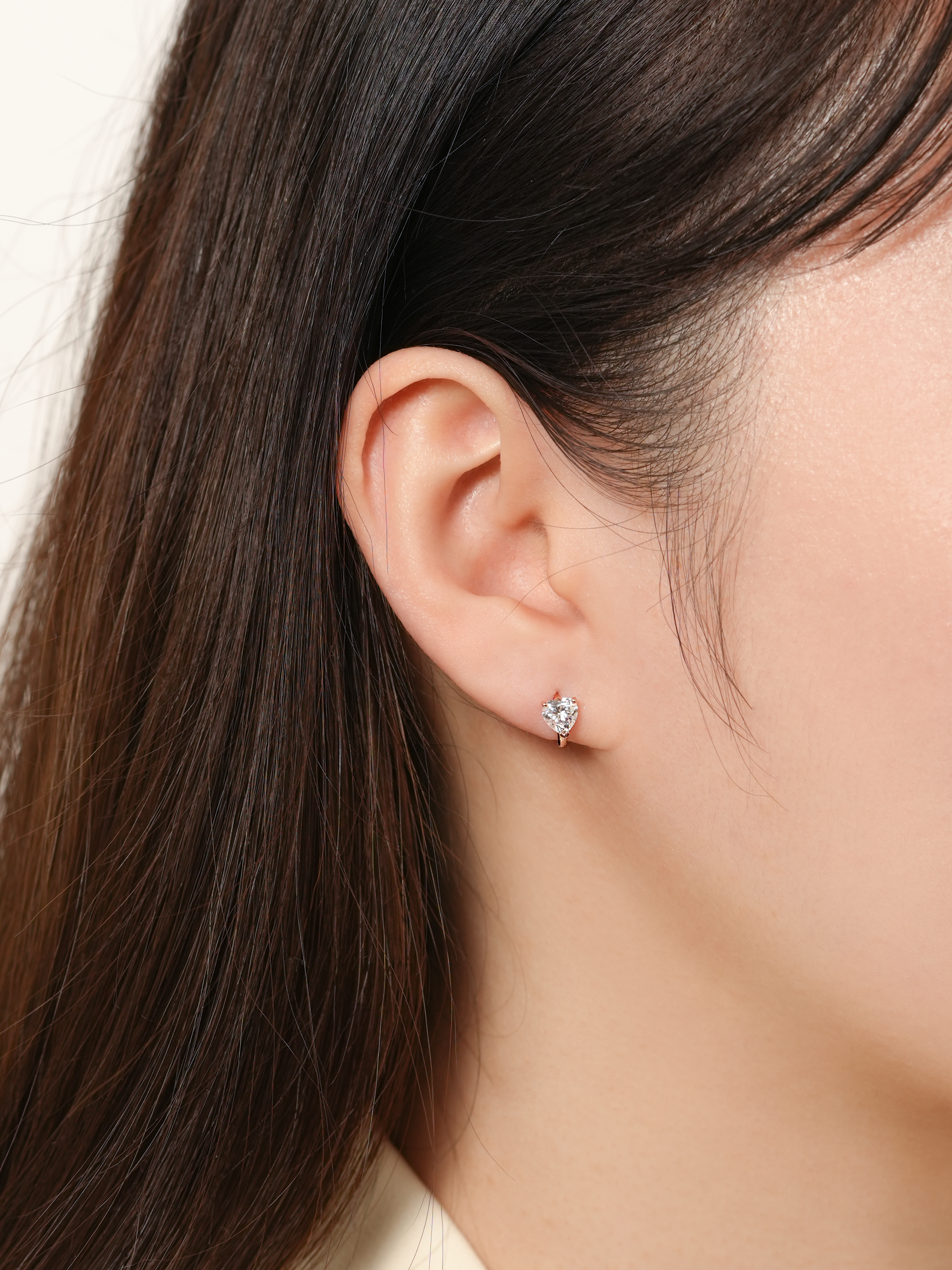 14K 18K 모이사나이트 다이아 글로리 하트 원터치 링 귀걸이 5부 - 상세 이미지 2