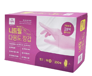 태화 니트릴장갑 100매 두꺼운 주방 요리용 식품용 만능 일회용 플러스 고무 핑크 - 상세 이미지 3