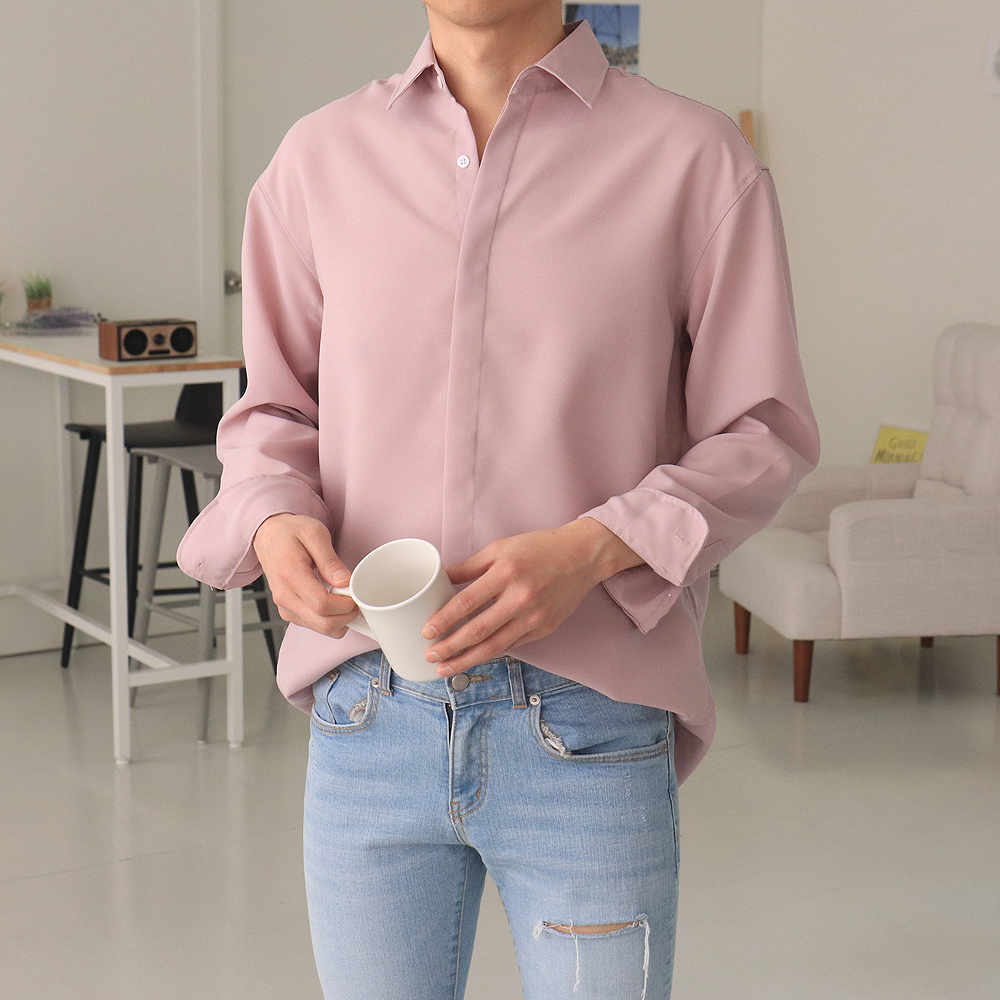 남자 셔츠 구김없는 린넨 와이 셔츠 - 상세 이미지 4