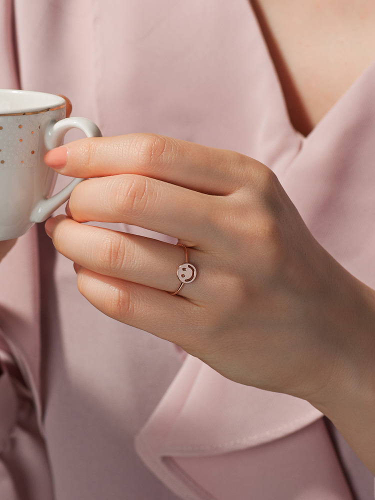 14K18K 델로방긋 (대) 스마일 반지 - 상세 이미지 4