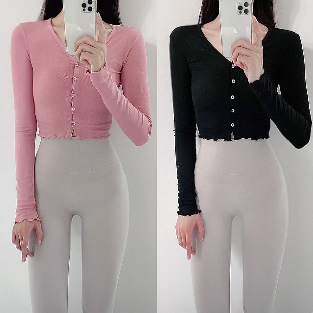 로라벨 로망 긴팔 필라테스복 여성 요가복 필라테스 요가 집업 가디건 상의 옷 커버업 크롭 - 상품 이미지