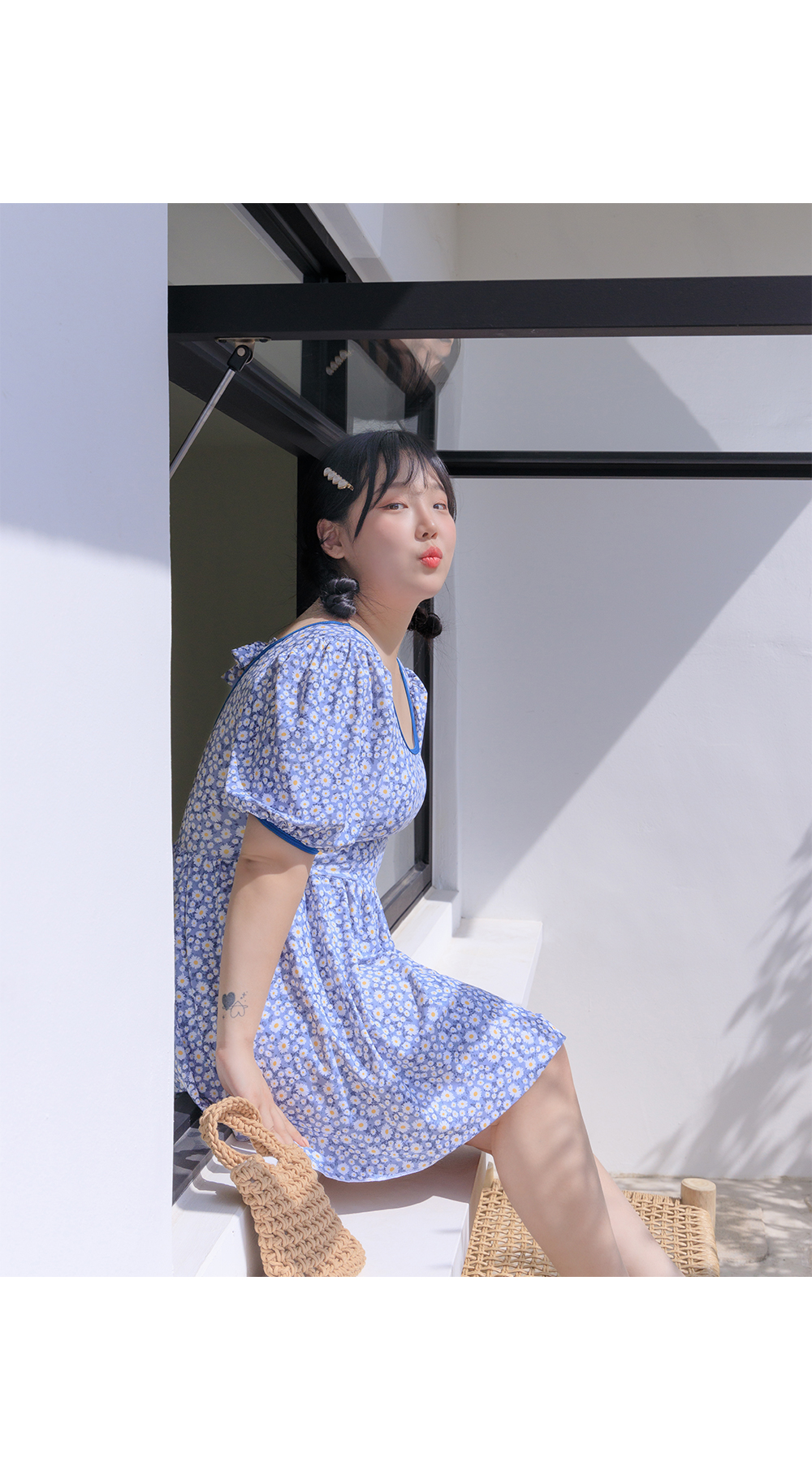 빅사이즈 XL-5XL 올데즈 플라워 스퀘어 퍼프 원피스 수영복 휴양지 룩 상세 이미지 23
