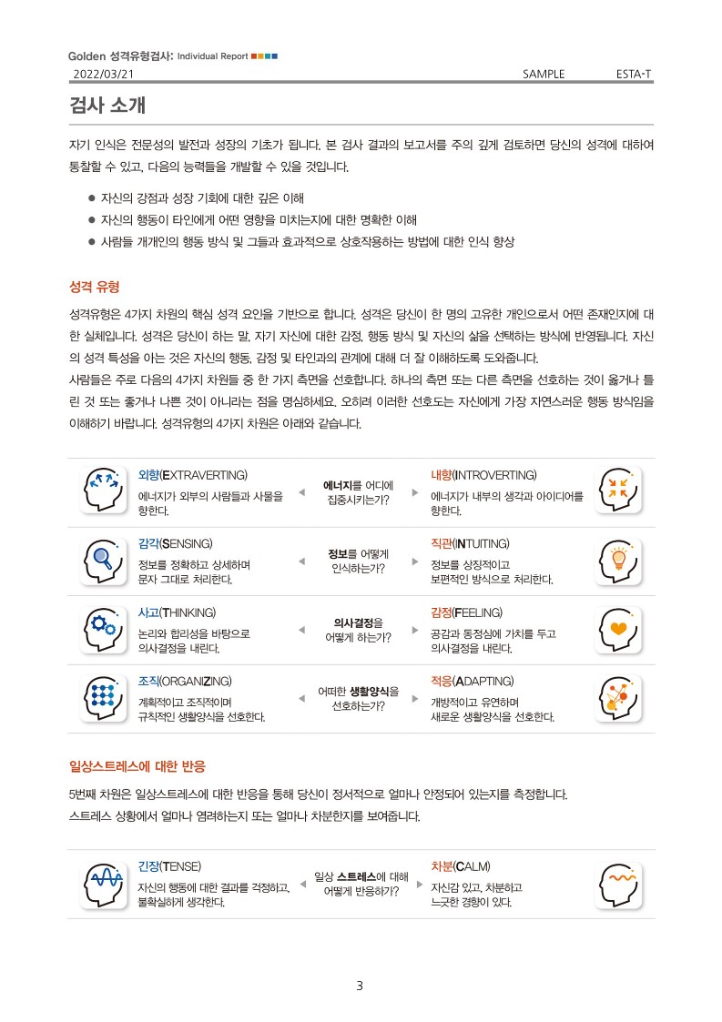 GOLDEN 골든성격유형검사 (MBTI 고급형 + BIG5 스트레스)
