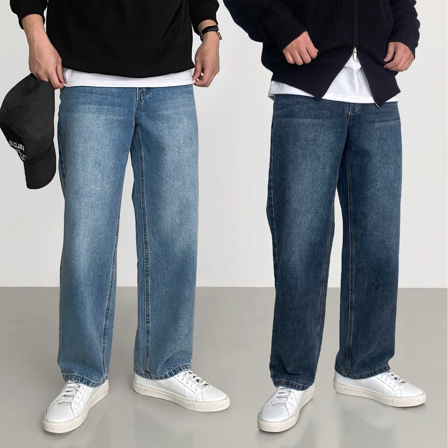 남자와이드청바지 남자연청바지 남자통청바지 제품 이미지