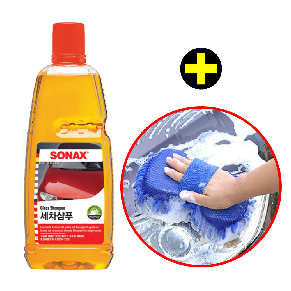 소낙스 세차샴푸 식용유 1L 셔닐 세차스펀지 세트