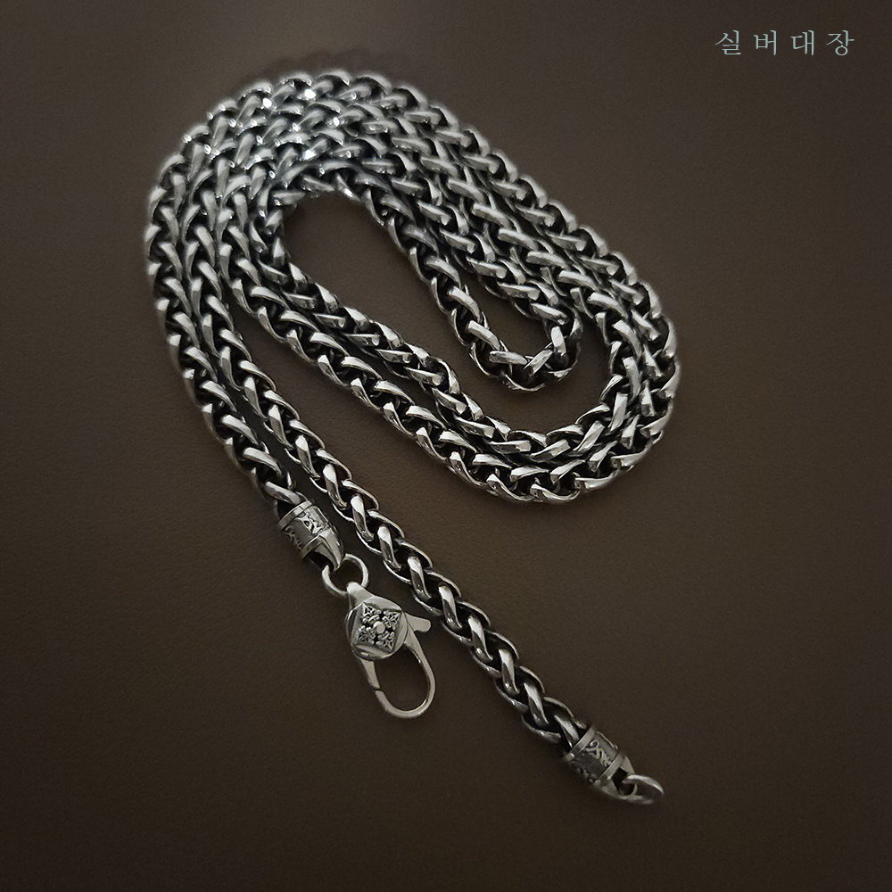5mm 실버 925 은 빈티지 엔틱 볼드 힙합 체인 레이어드 패션 악세사리 목걸이 - 상세 이미지 5
