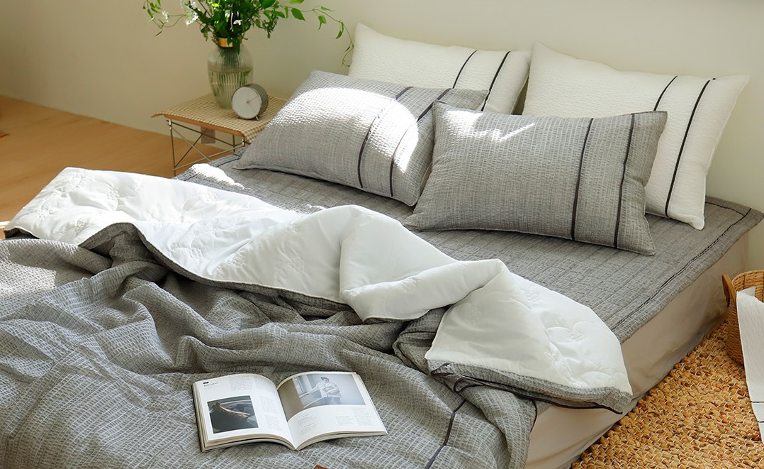 여름 이불 세트 뱀부 대나무 시어서커 화이트