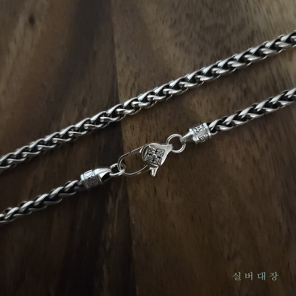 5mm 실버 925 은 빈티지 엔틱 볼드 힙합 체인 레이어드 패션 악세사리 목걸이 - 상세 이미지 3