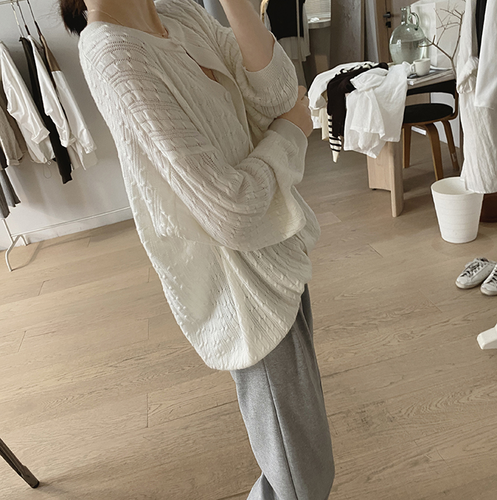 봄 가을 여성 꽈베기가디건 루즈핏 66 77사이즈 - 상세 이미지 2