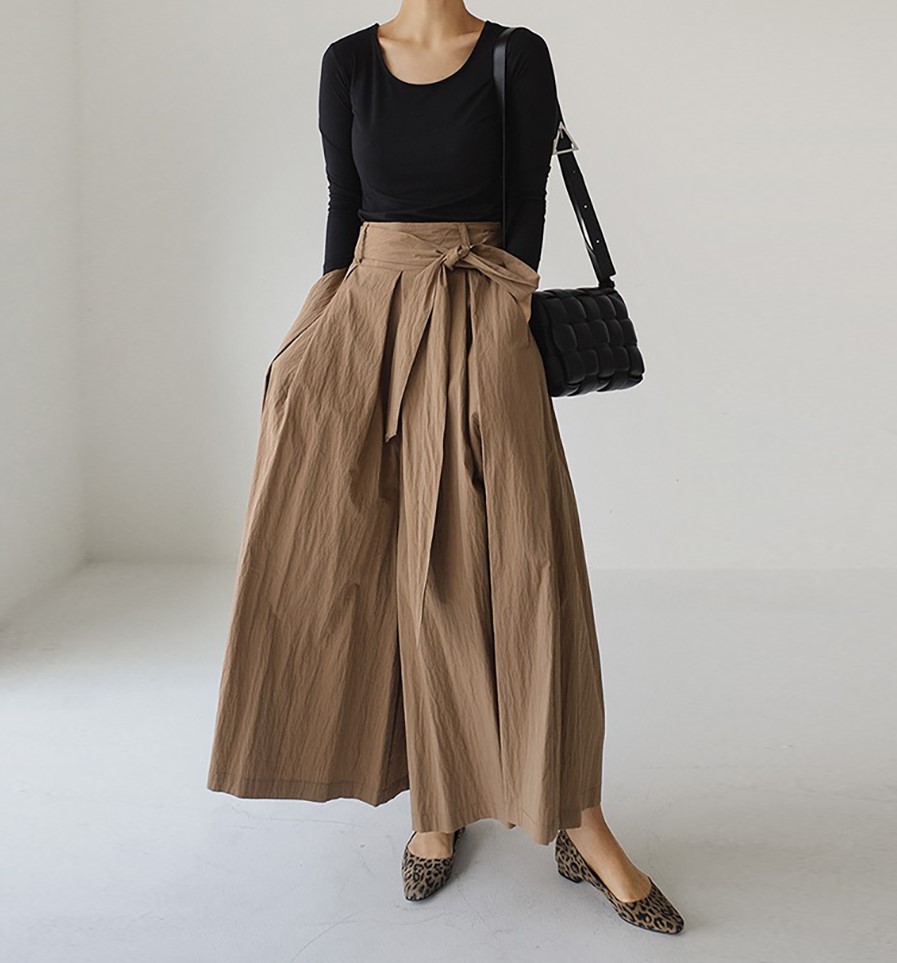 여자여자몰 경량편안함 바스락 뒷밴딩치마바지 리본허리벨트 놈코어룩
