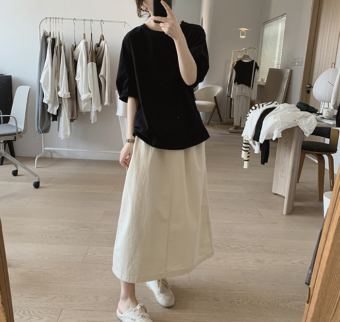 퍼프소매티셔츠 여름티셔츠 5부 순면 여성 - 상세 이미지 5