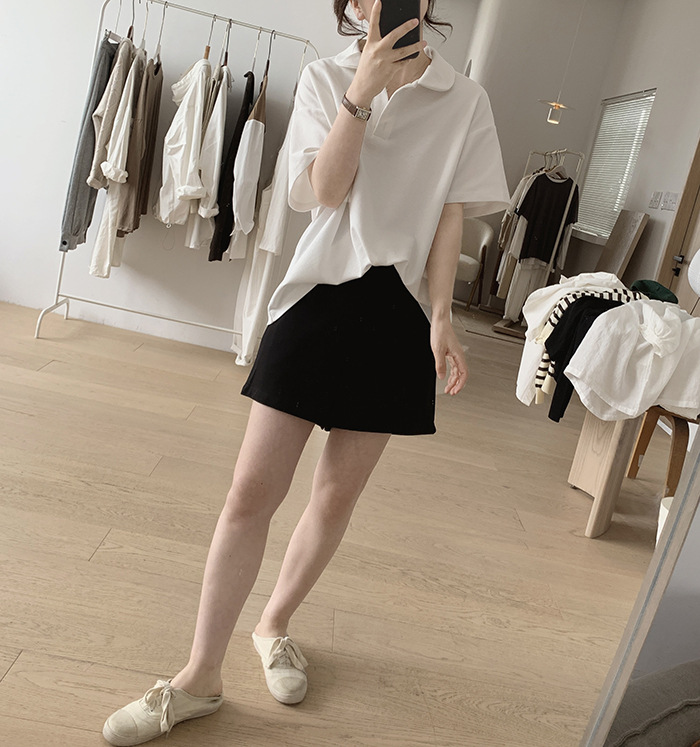 하마마스 여름 둥근칼라 여성반팔폴로티 루즈핏 - 상세 이미지 3