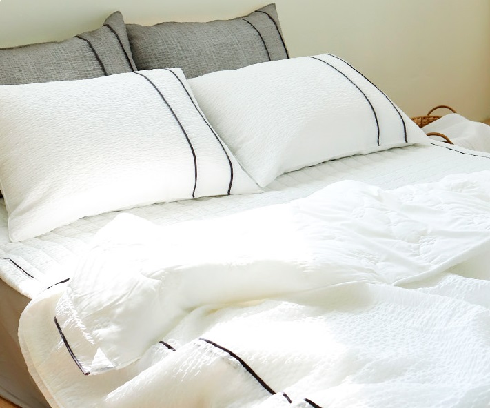 여름 이불 세트 뱀부 대나무 시어서커 화이트