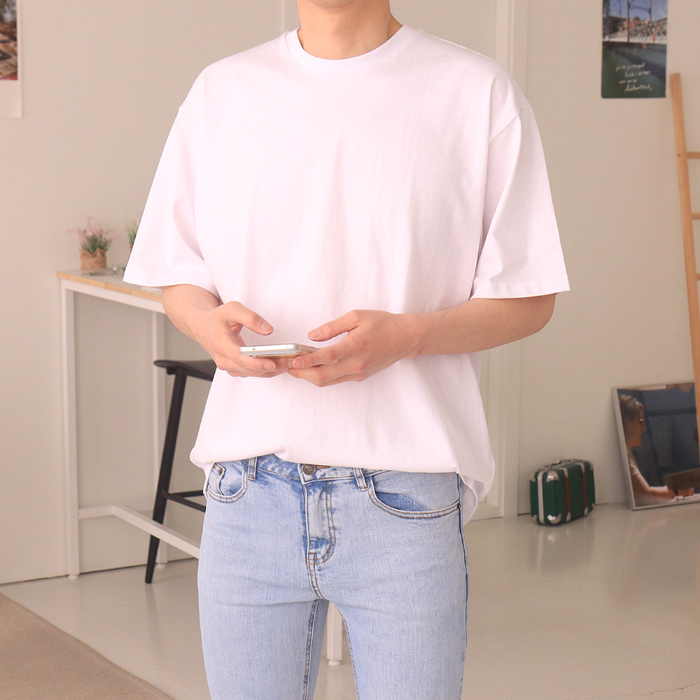남자반팔티 레이어드 이너 오버핏 커플반팔티 이미지 3