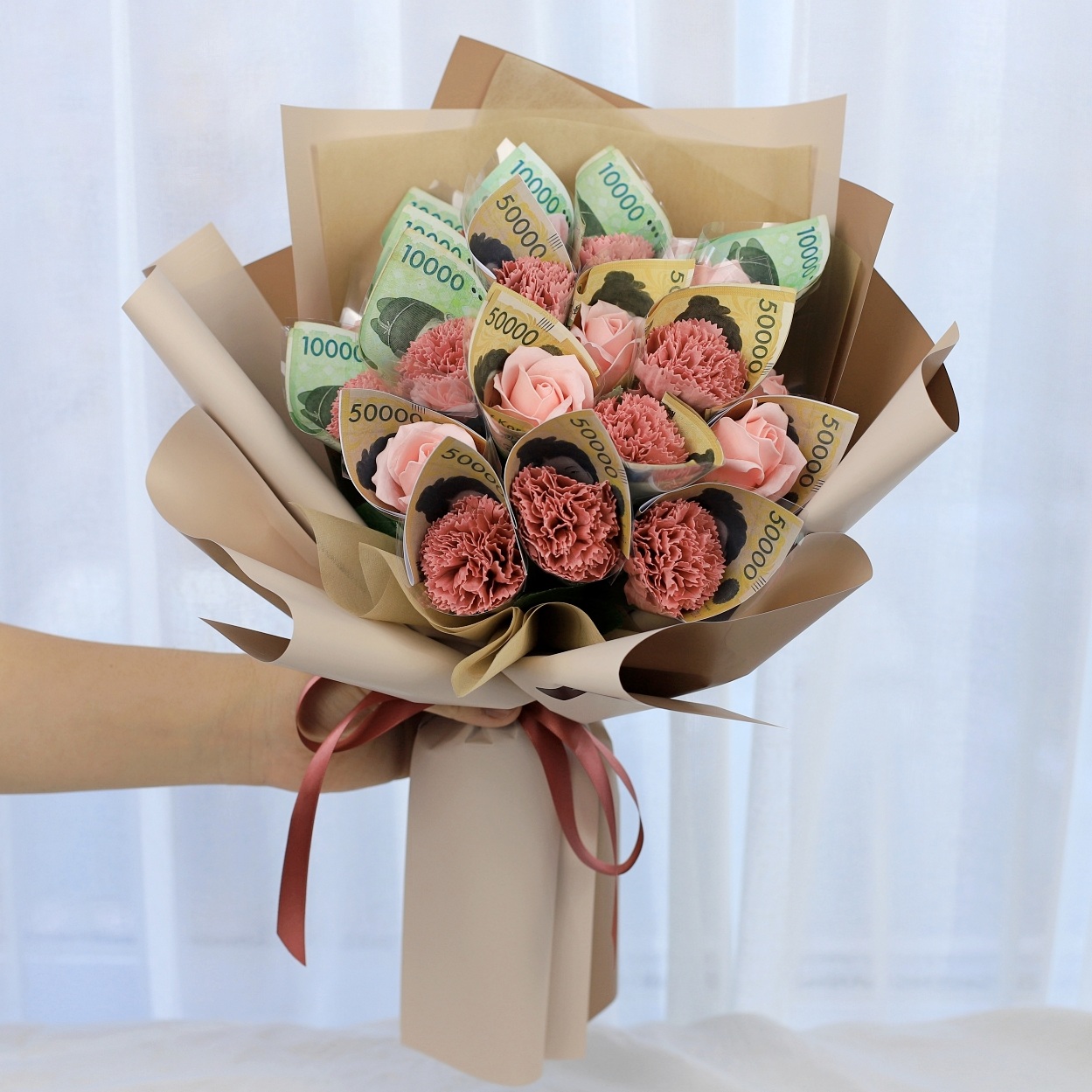 돈꽃다발 장미 어버이날 카네이션 돈다발 현금 생신 환갑 파스텔 용돈 카드 - 상세 이미지 4