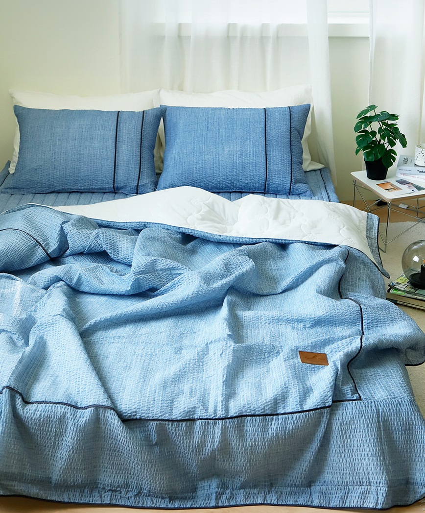 여름 이불 세트 뱀부 대나무 시어서커 화이트