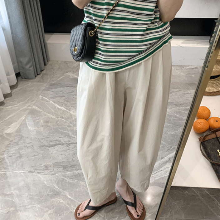 9부배기팬츠 밴딩 항아리바지 - 상품 이미지