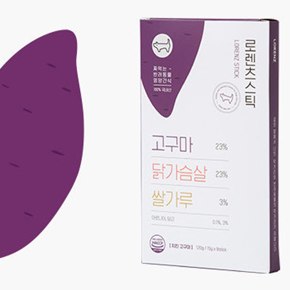 로렌츠스틱 강아지 고양이 츄르 퓨레 유기농 간식 채소, 120g, 1개