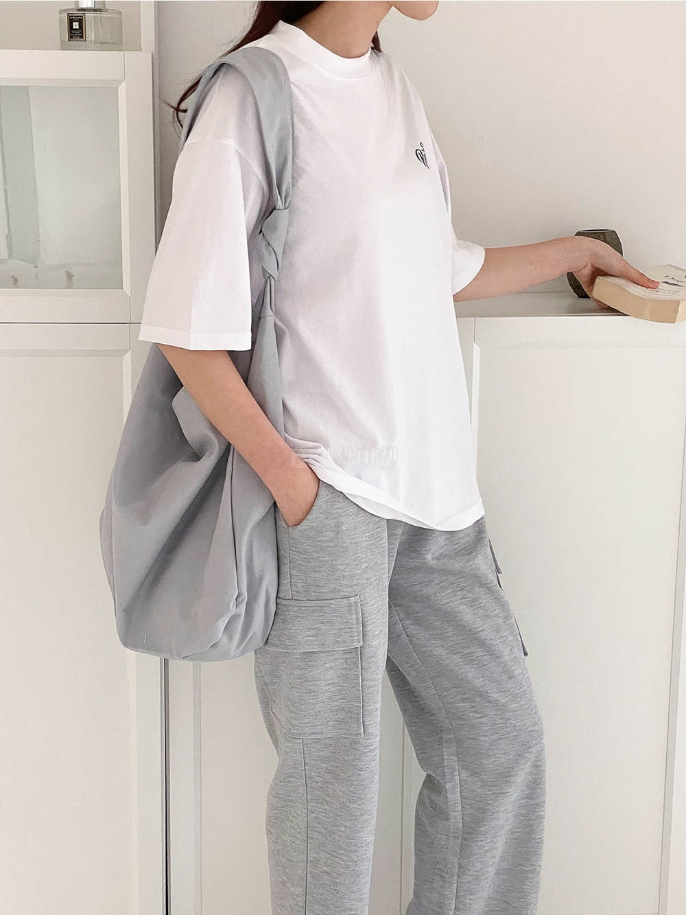 여성반팔티 흰티 빈티지 레터링 루즈핏 면 반팔 티셔츠 이미지 6