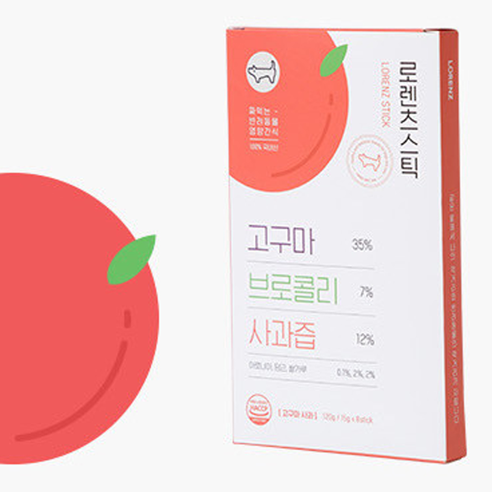 로렌츠스틱 강아지 고양이 츄르 퓨레 유기농 간식 채소, 120g, 1개