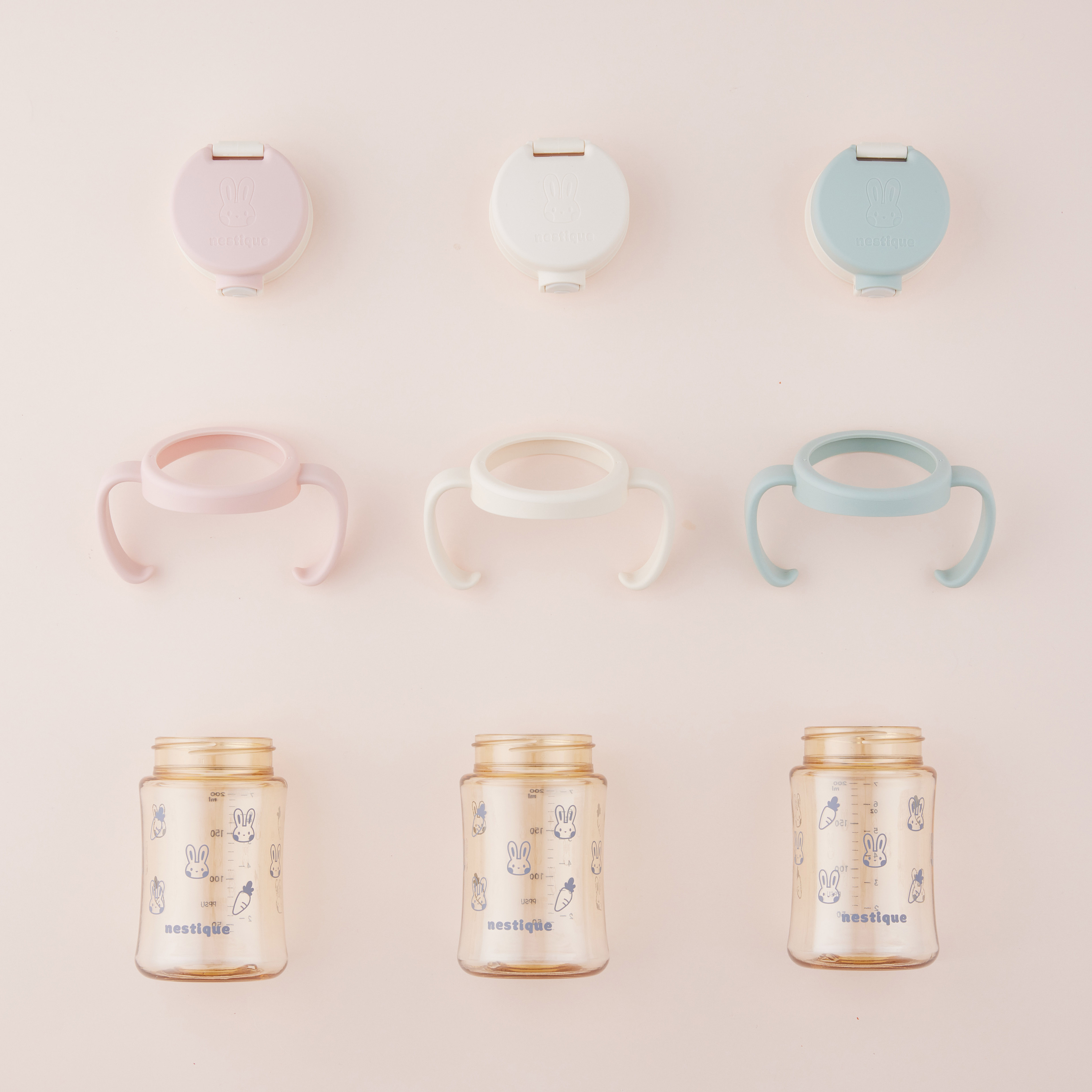 네스틱 토끼스위치 원터치 빨대컵 어린이집 아기 물병 각인