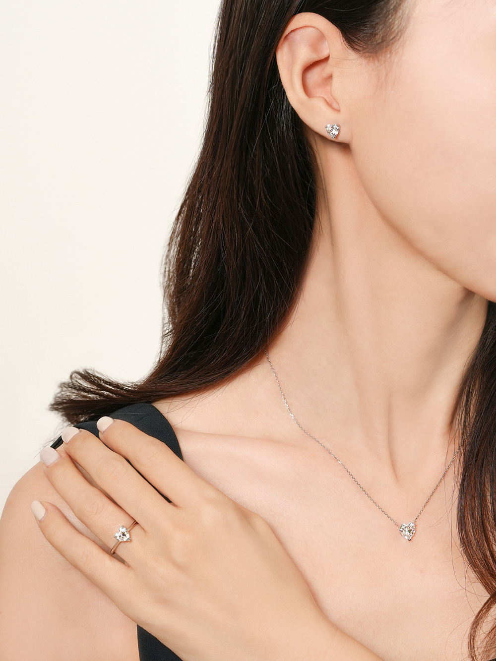 14K 모이사나이트 다이아 글로리 하트 피어싱 귀걸이 1캐럿 5부 3부 - 상세 이미지 4