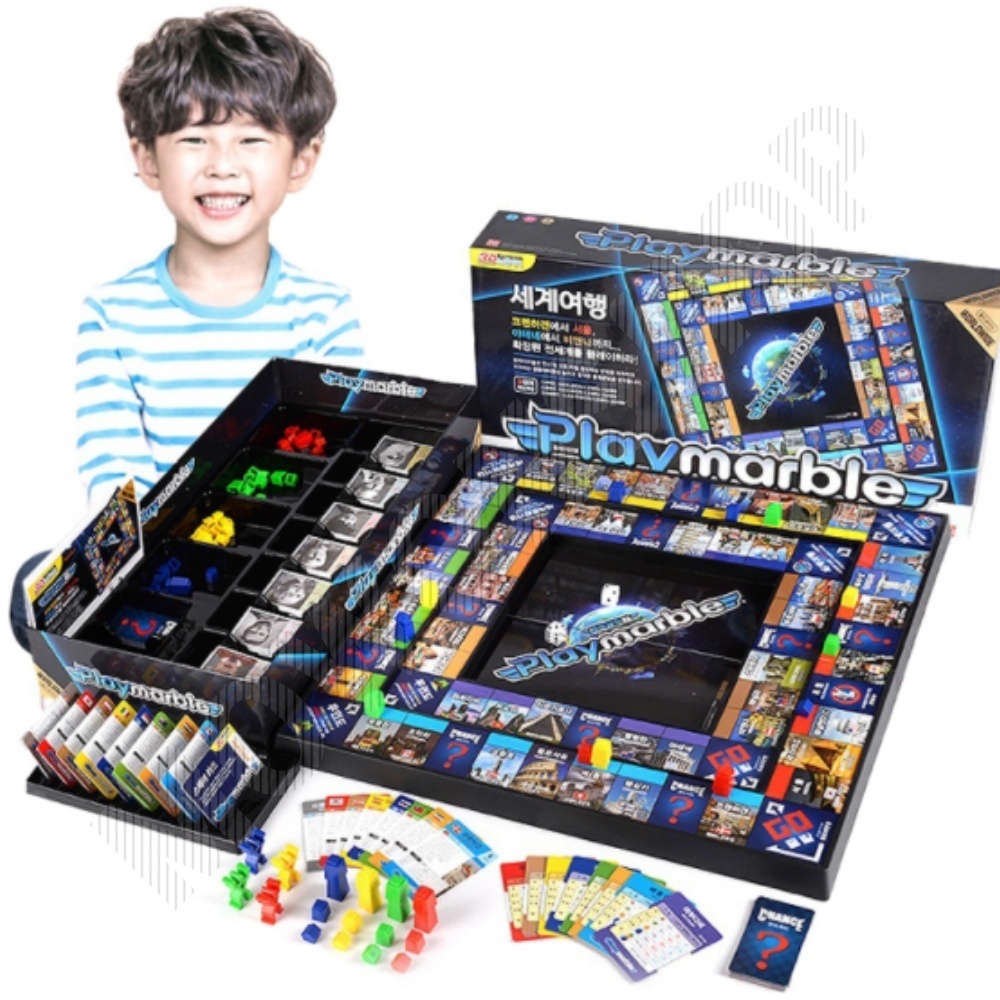 Playmarble 커플 유아 성인 브루마블 보드게임 게임 클래식 세계여행 - 상품 이미지