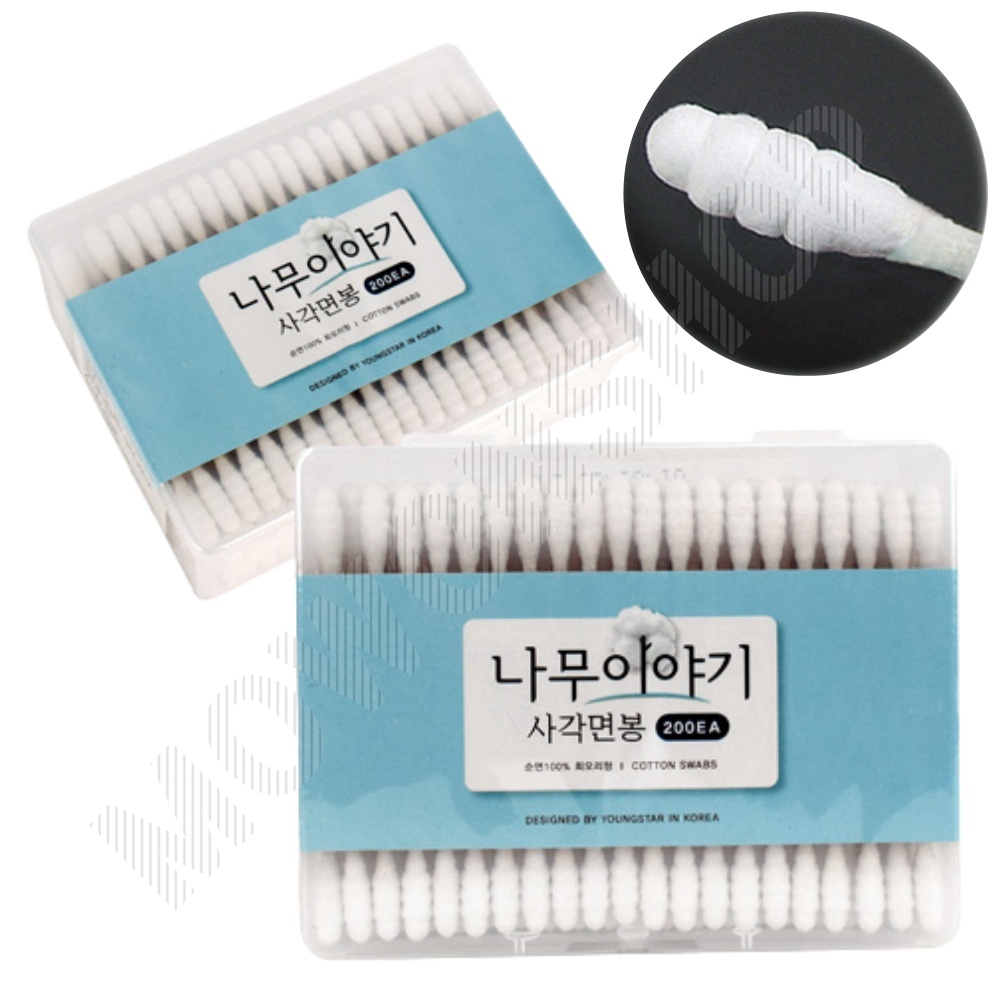 회오리 면봉 클렌징 귀지 나무 화장 약국 여드름 200p - 상품 이미지