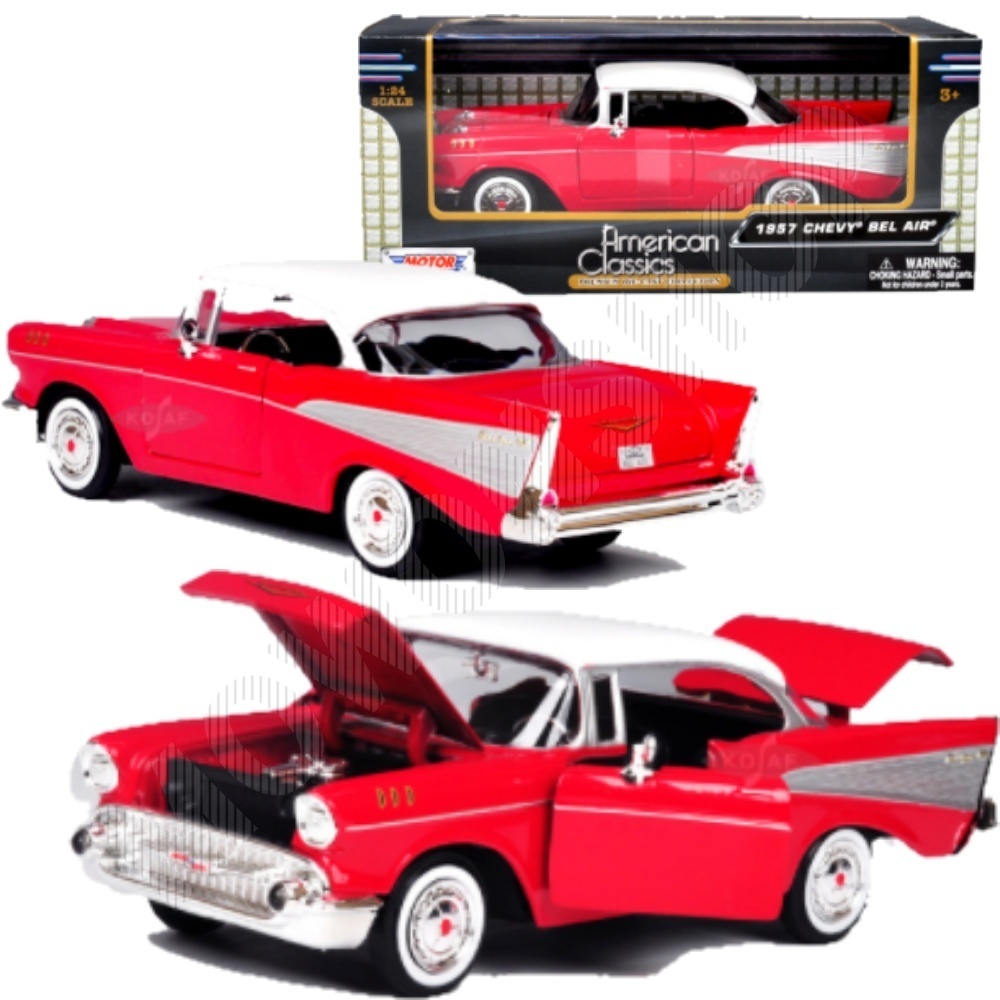 쉐보레 벨에어 올드카 프라모델 다이캐스트 모형 레드 - 상품 이미지
