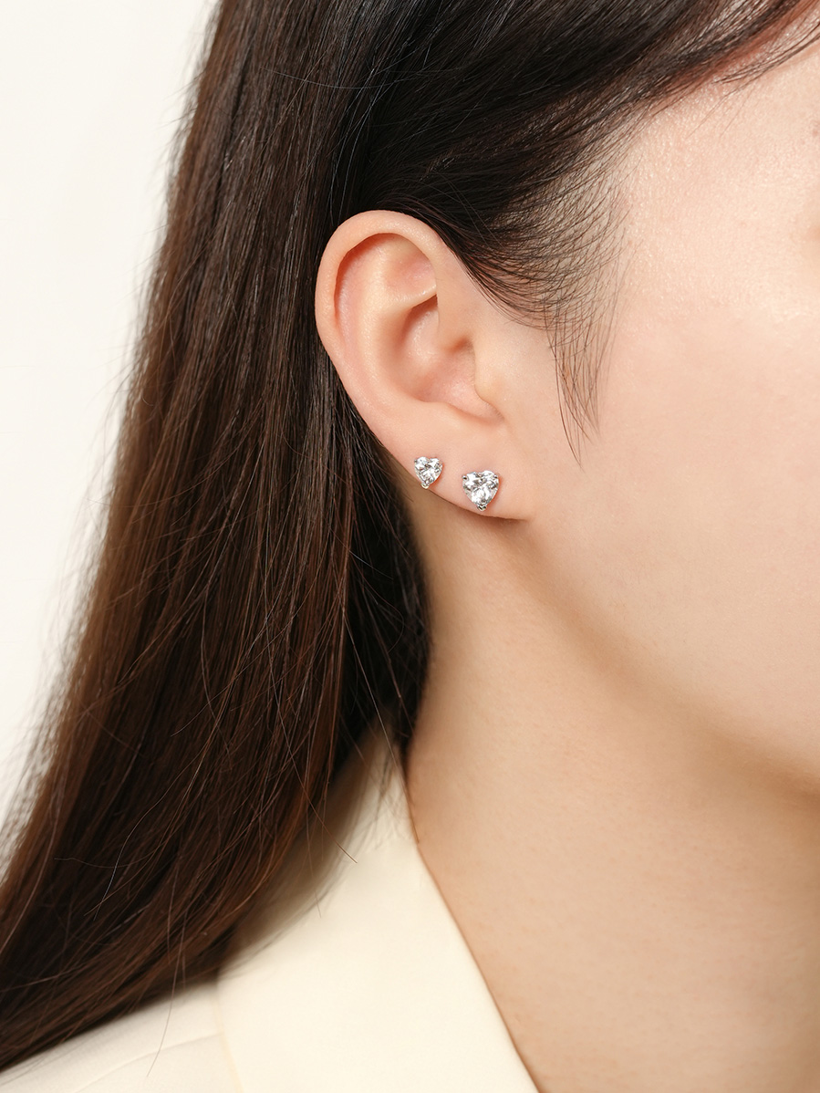 14K 모이사나이트 다이아 글로리 하트 피어싱 귀걸이 1캐럿 5부 3부 - 상세 이미지 3