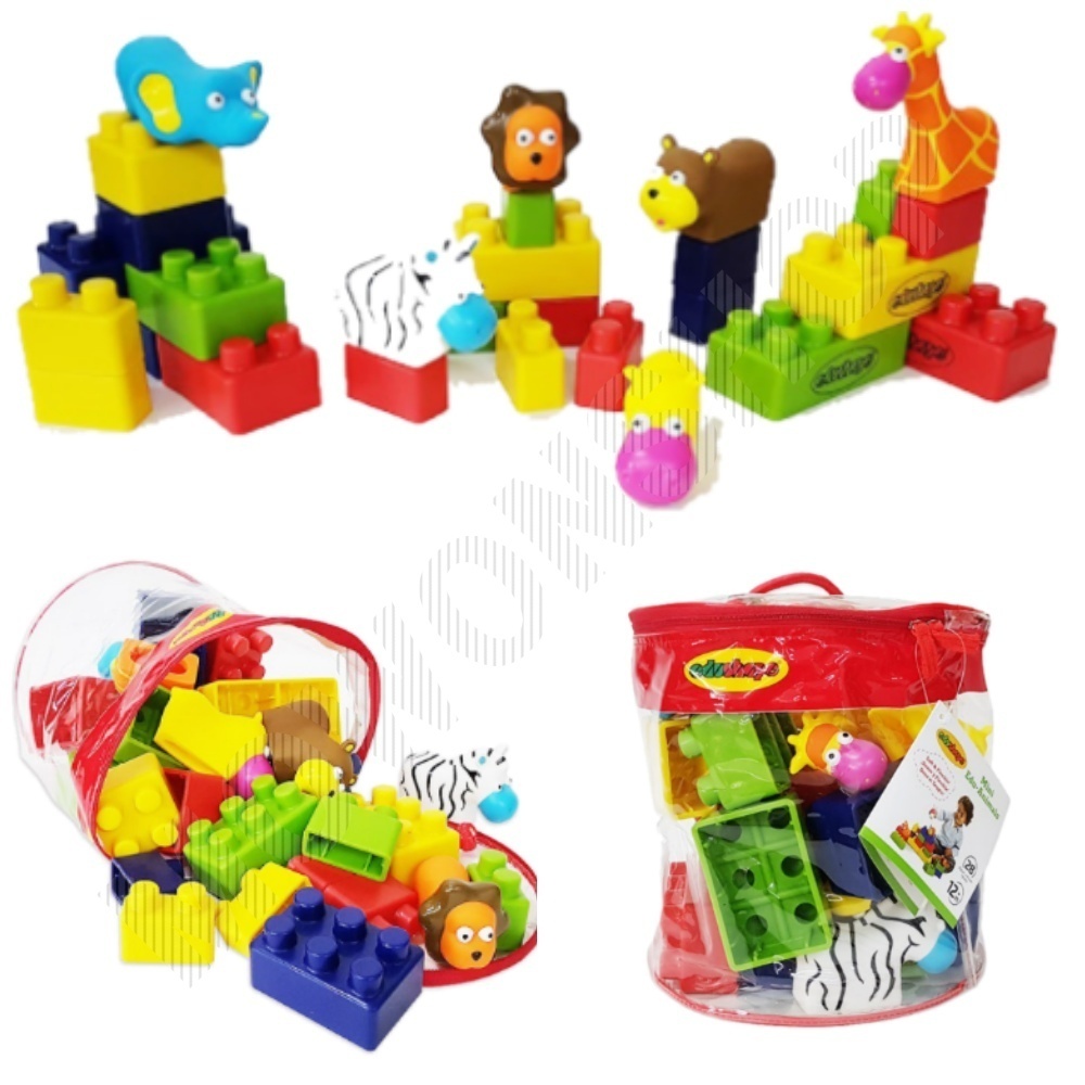 말랑블럭 실리콘 아기 돌아기 동물 소프트블럭 28pcs - 상품 이미지